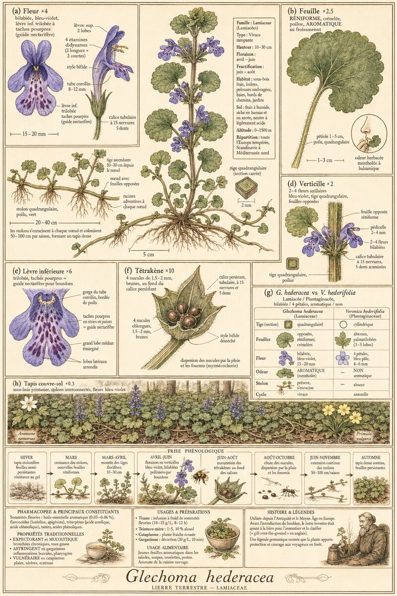 Planche botanique Lierre terrestre