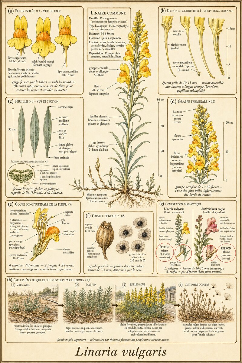 Planche botanique Linaire commune