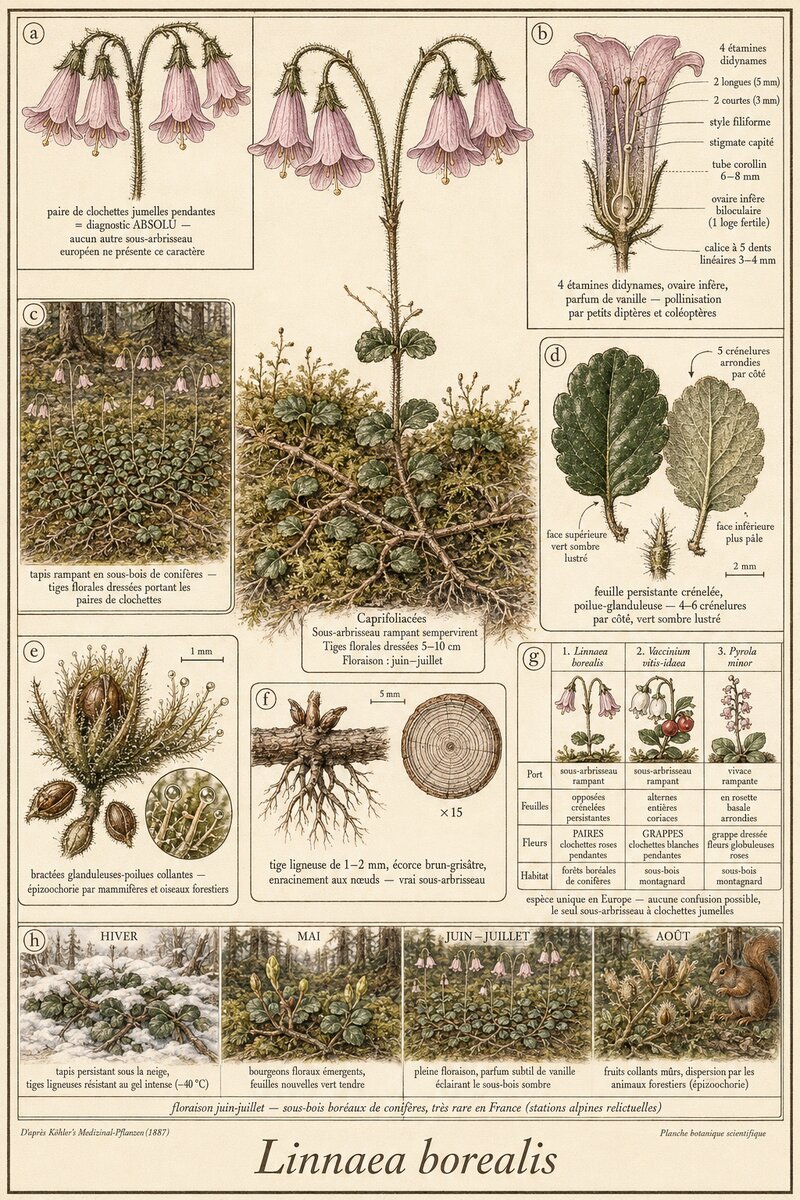 Planche botanique Linnée boréale