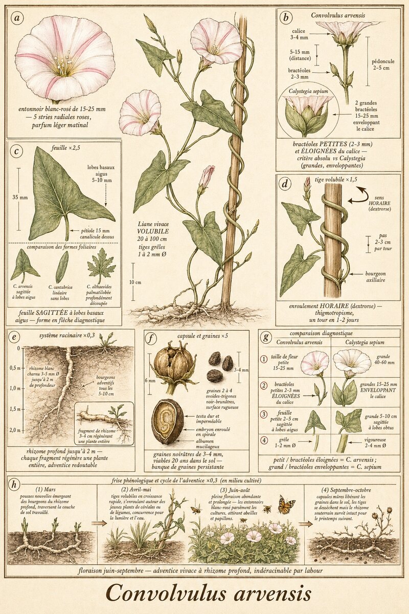 Planche botanique Liseron des champs