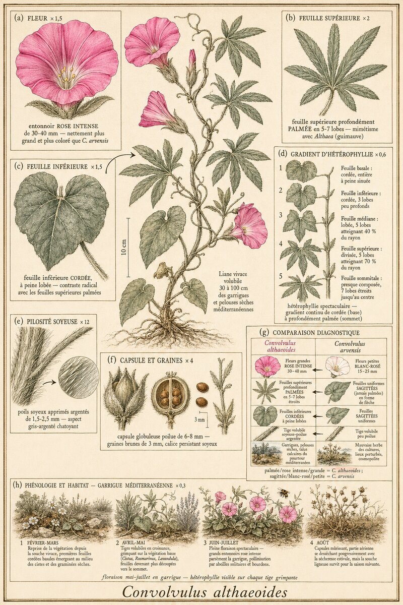 Planche botanique Liseron fausse-guimauve
