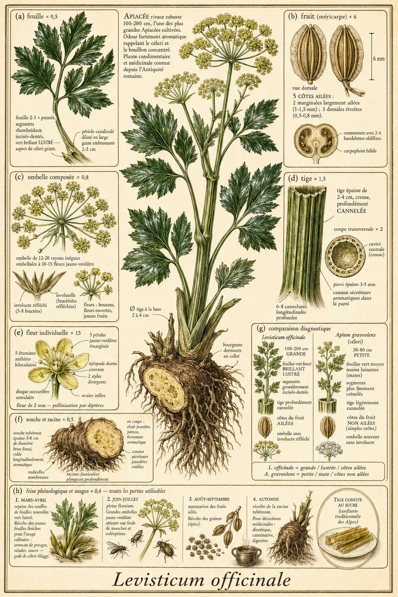 Planche botanique Livèche officinale