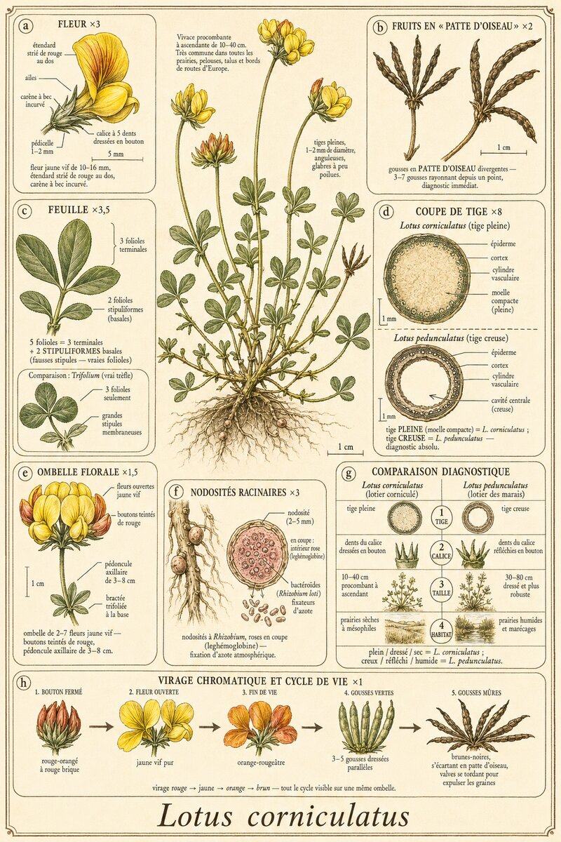 Planche botanique Lotier corniculé