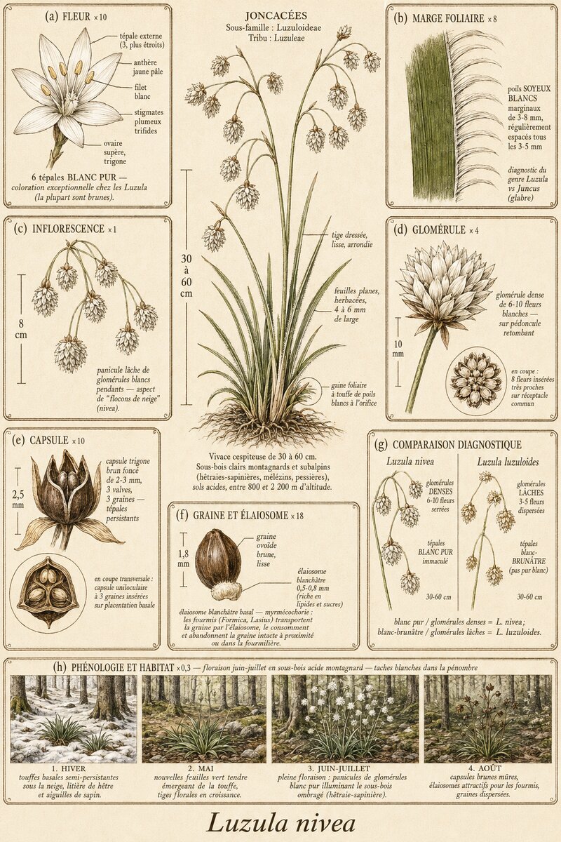 Planche botanique Luzule blanche