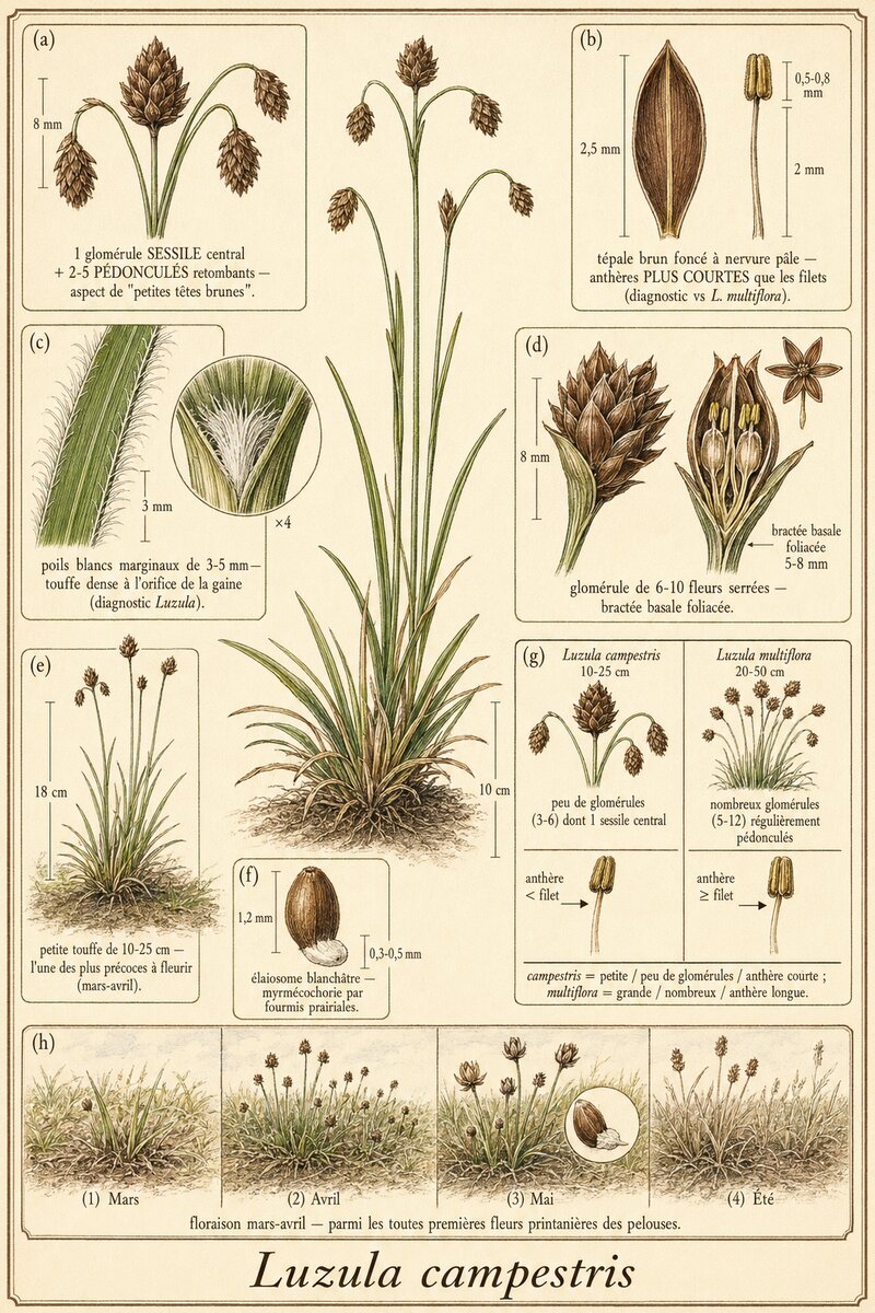 Planche botanique Luzule champêtre