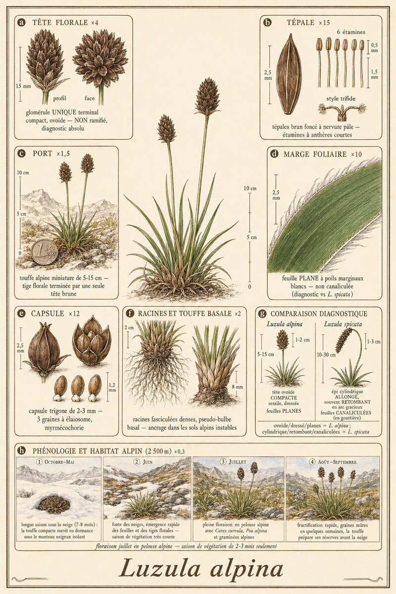 Planche botanique Luzule des Alpes