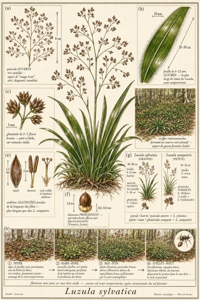 Planche botanique Luzule des bois