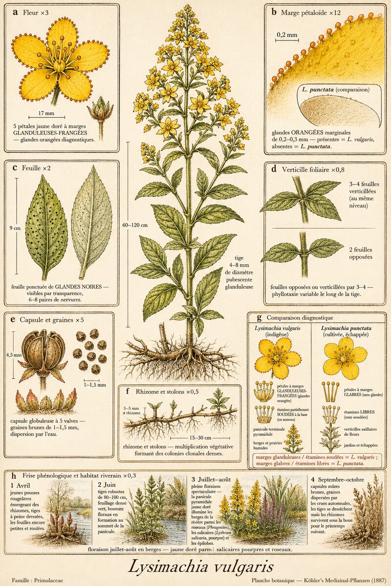 Planche botanique Lysimaque commune