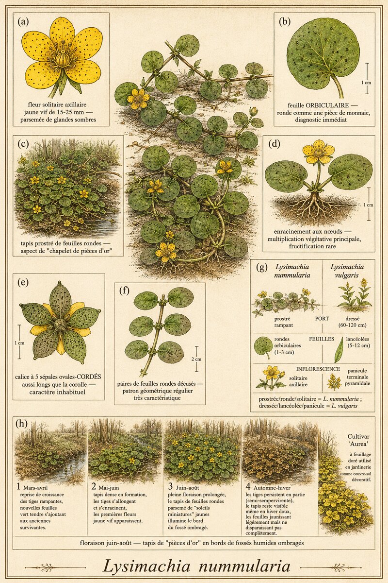 Planche botanique Lysimaque nummulaire