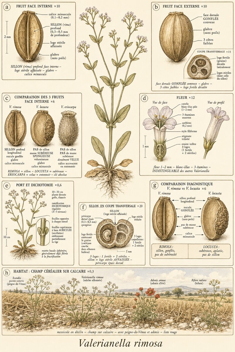 Planche botanique Mâche sillonnée