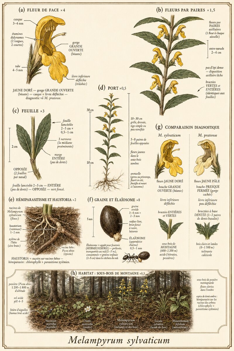 Planche botanique Mélampyre des bois