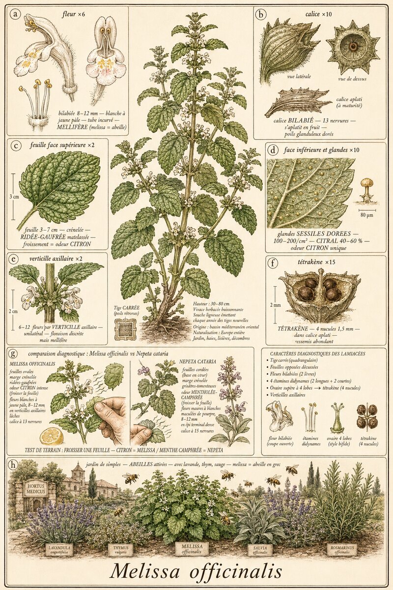 Planche botanique Mélisse officinale