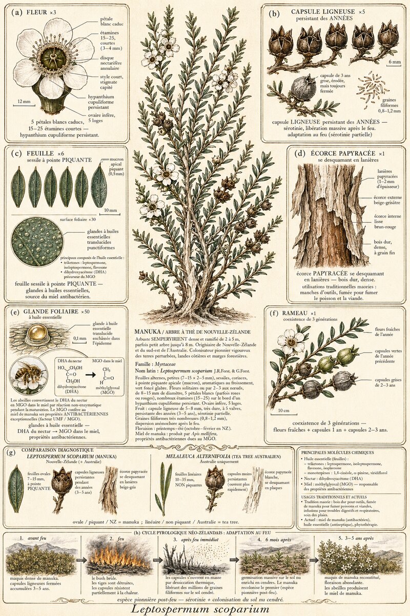 Planche botanique Manuka