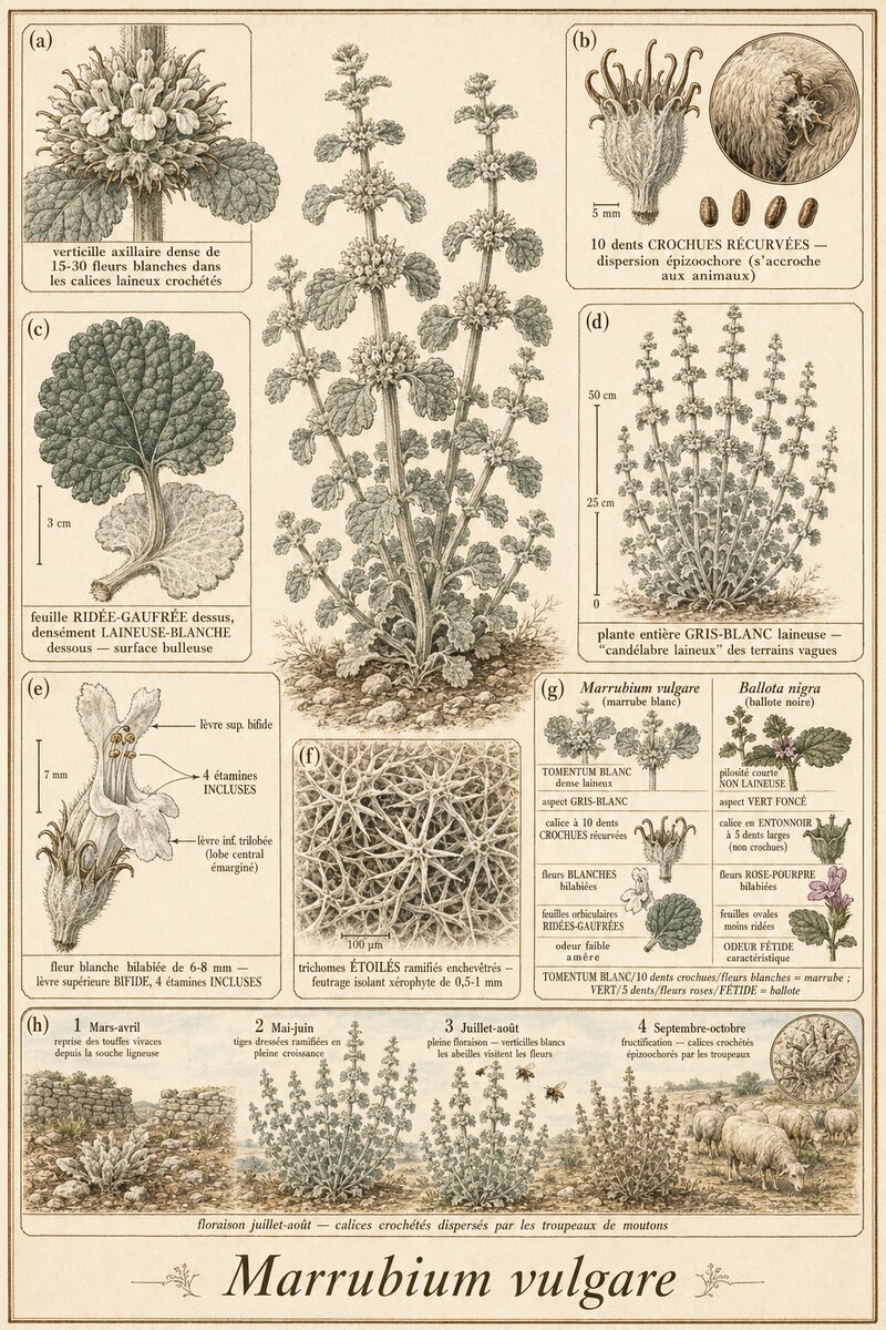 Planche botanique Marrube blanc