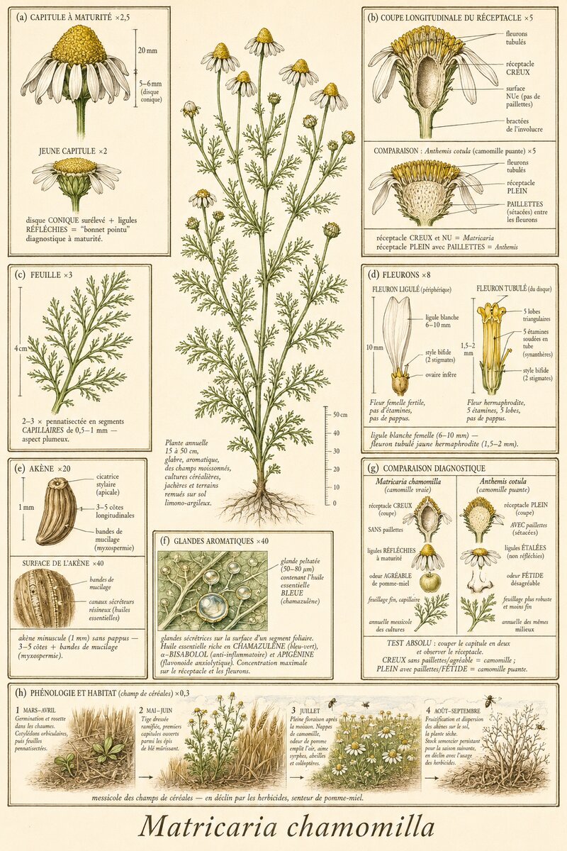 Planche botanique Matricaire camomille
