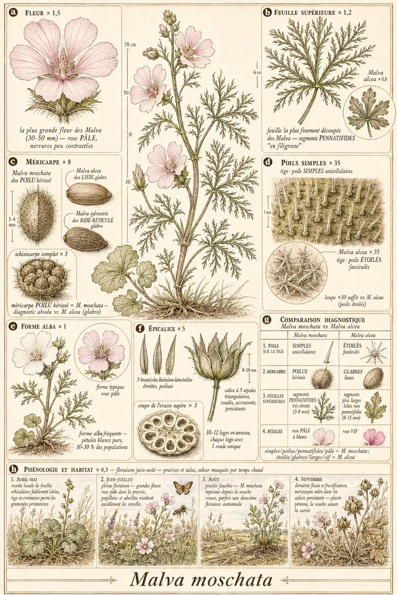 Planche botanique Mauve musquée