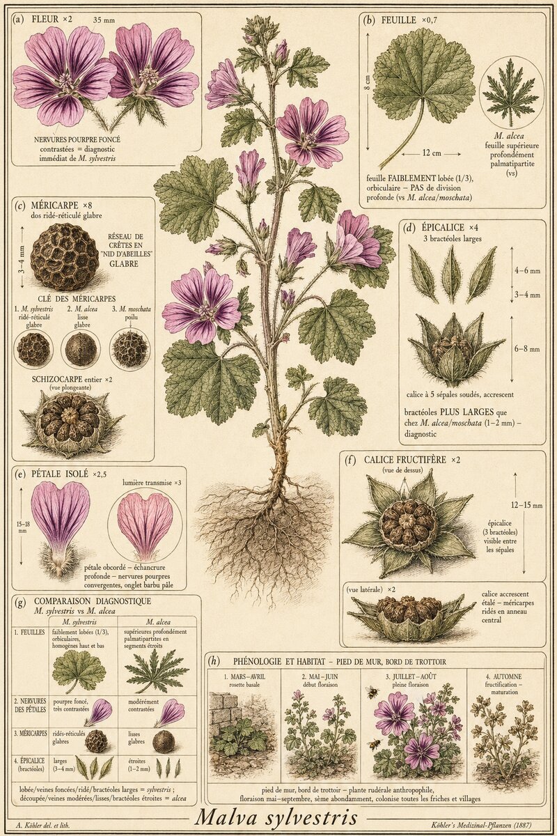Planche botanique Mauve sylvestre