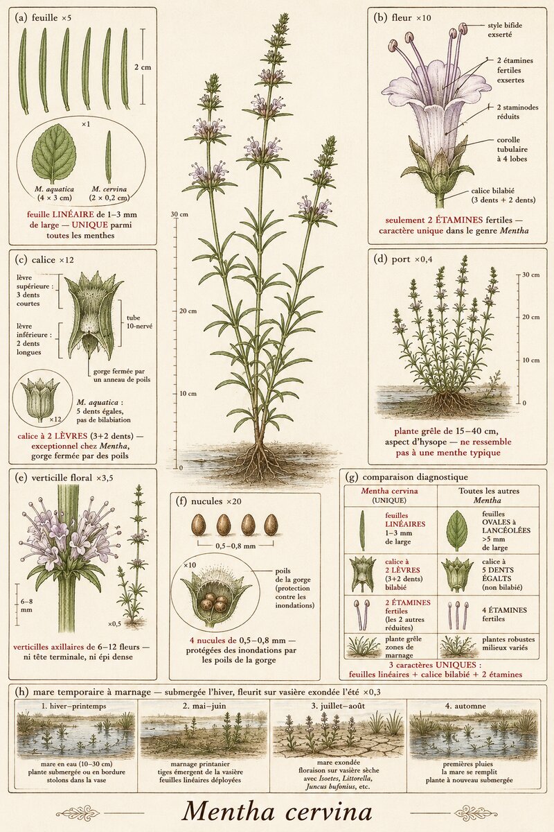 Planche botanique Menthe cervine