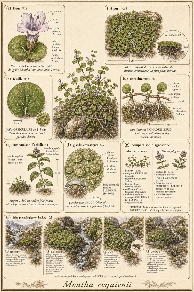 Planche botanique Menthe de Corse
