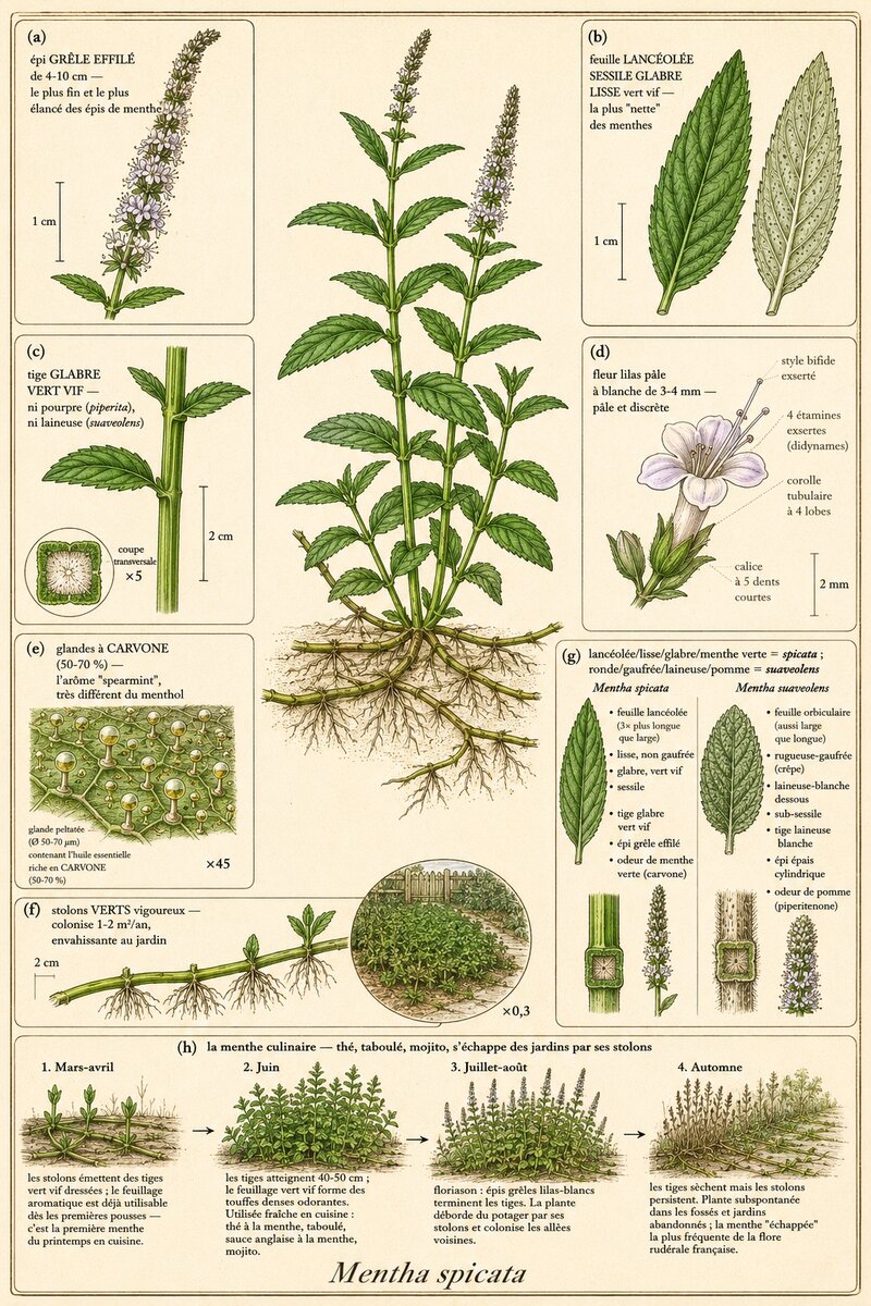 Planche botanique Menthe verte