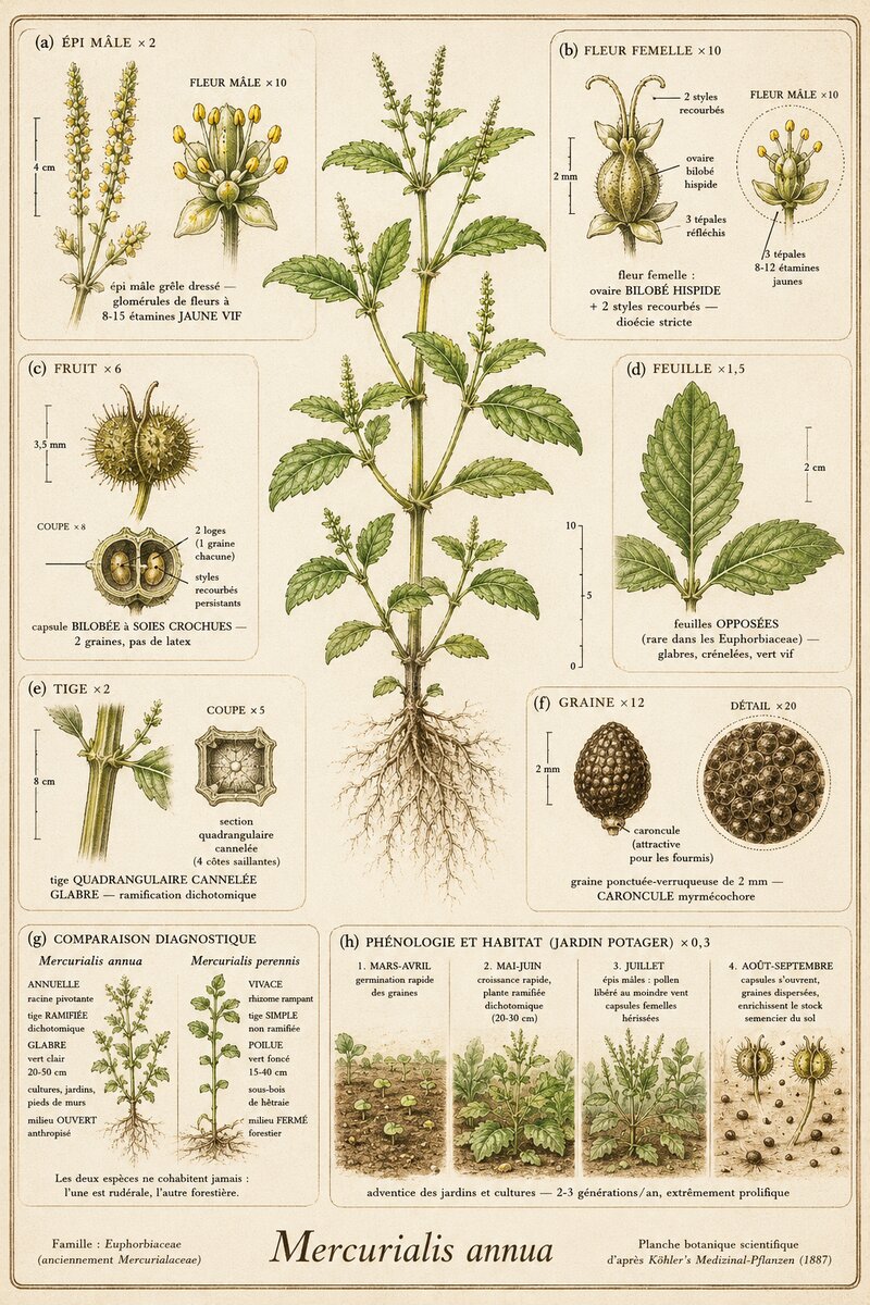 Planche botanique Mercuriale annuelle