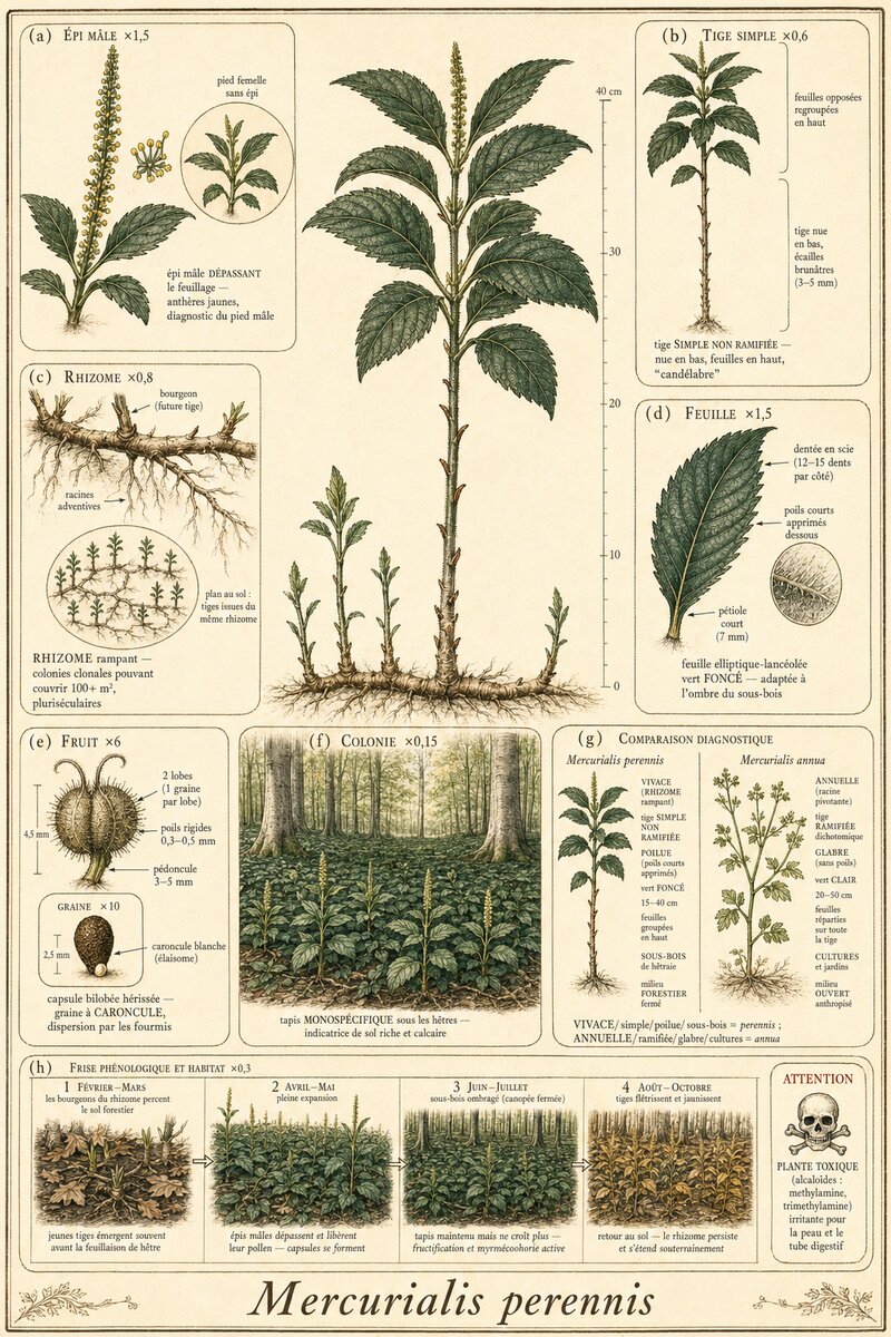 Planche botanique Mercuriale vivace
