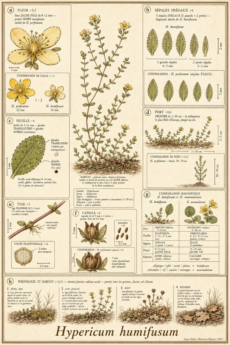 Planche botanique Millepertuis couché