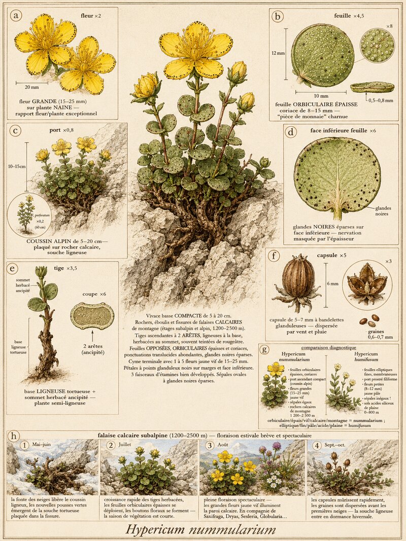 Planche botanique Millepertuis nummulaire