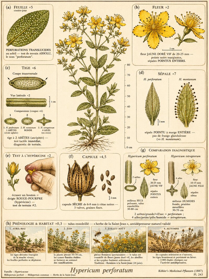 Planche botanique Millepertuis perforé