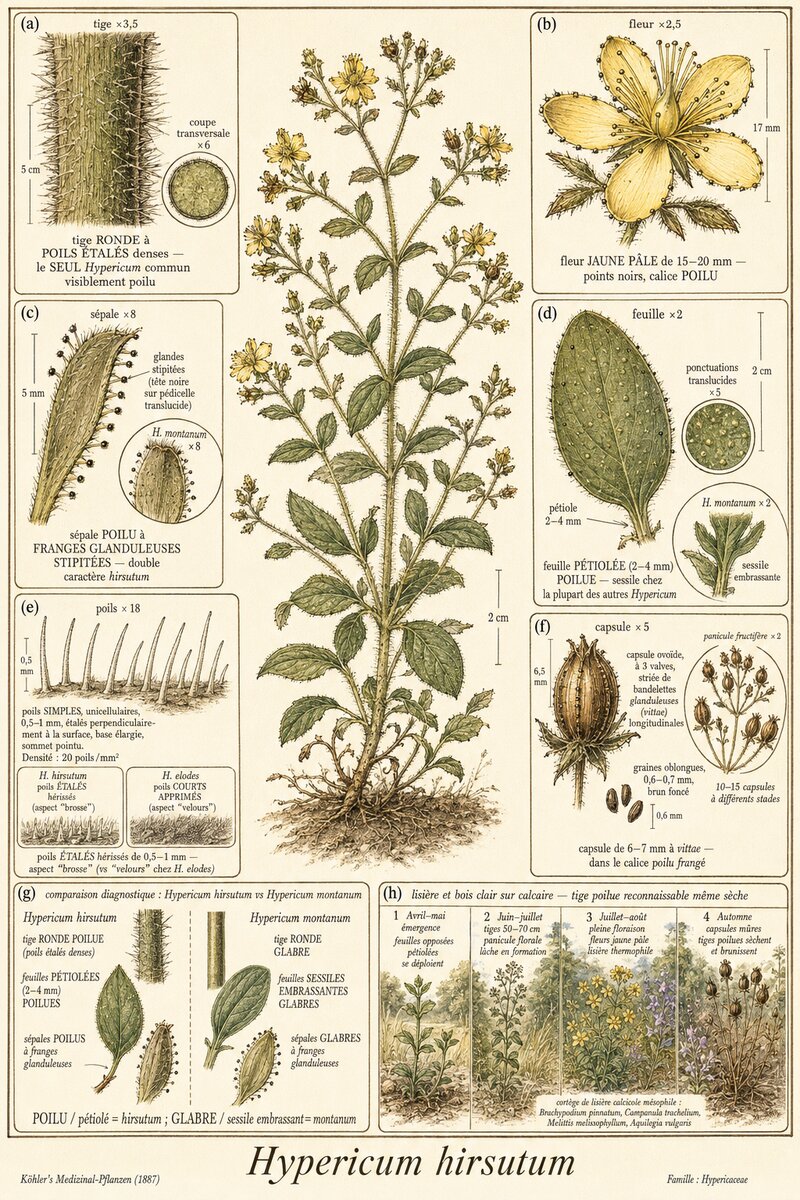 Planche botanique Millepertuis velu