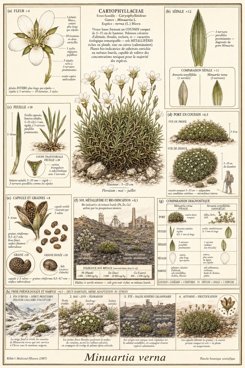 Planche botanique Minuartie printanière