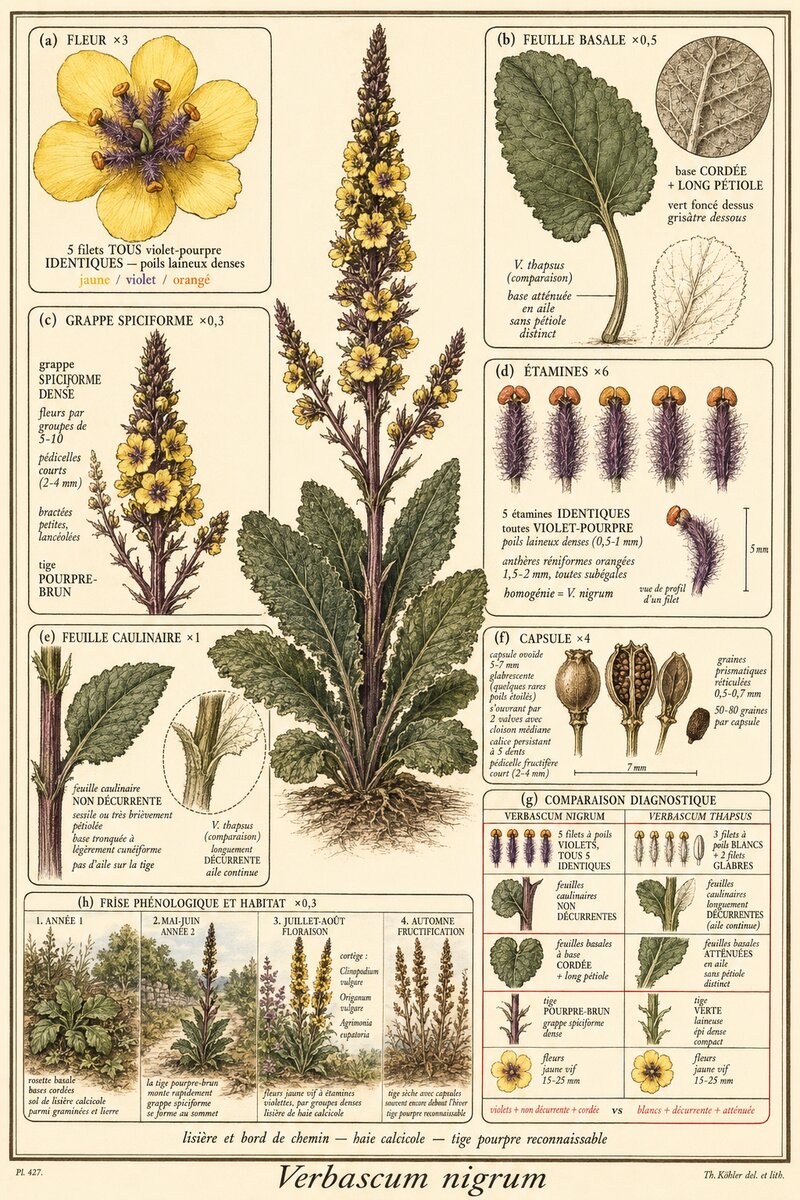 Planche botanique Molène noire