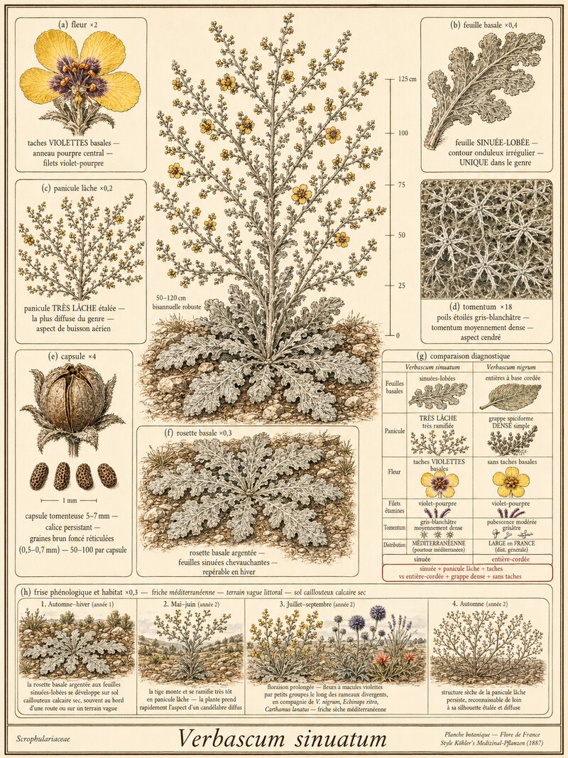 Planche botanique Molène sinuée
