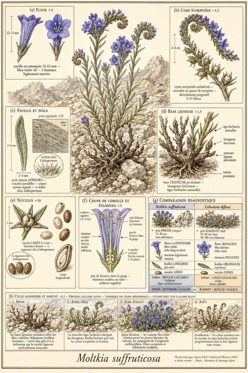 Planche botanique Moltkia suffrutescent