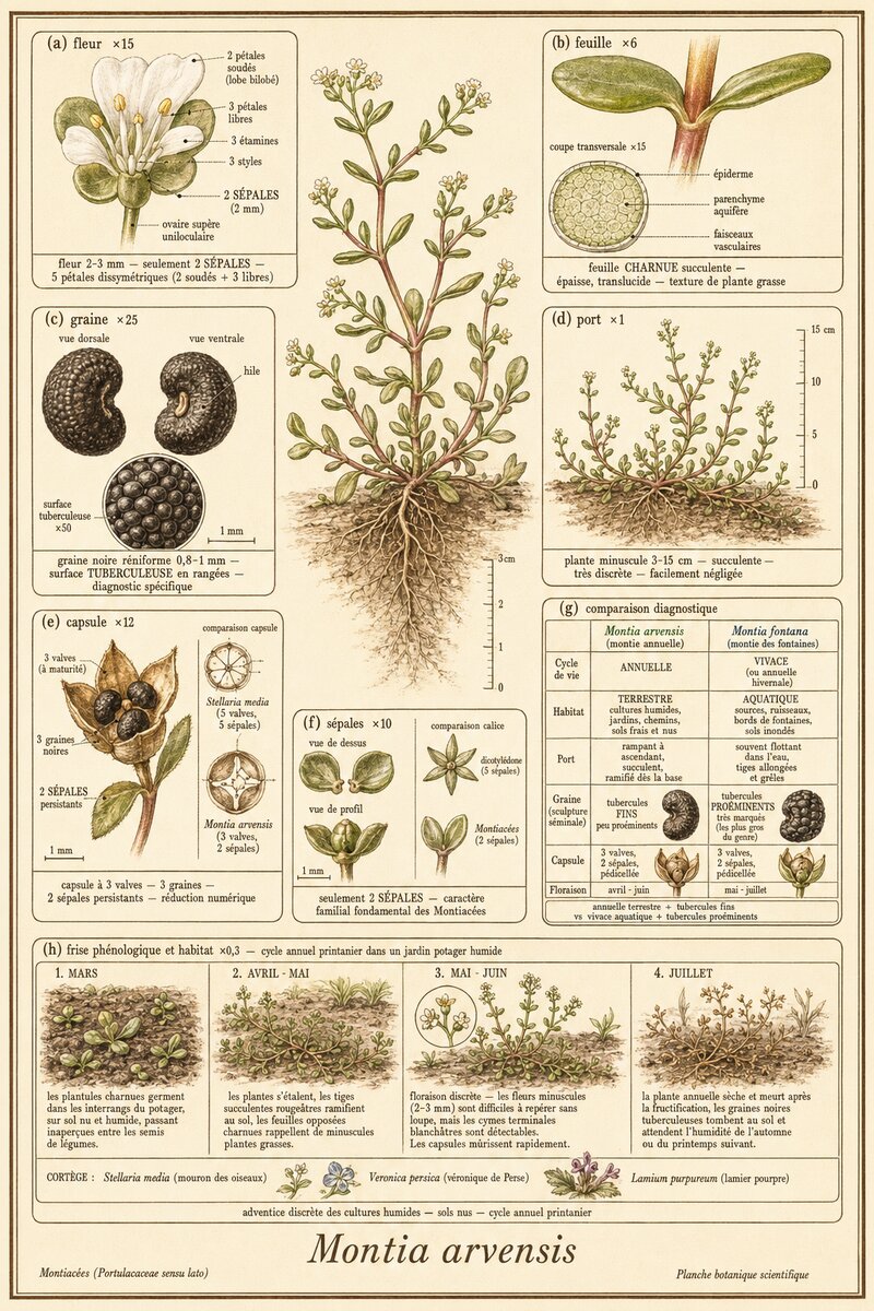 Planche botanique Montie annuelle