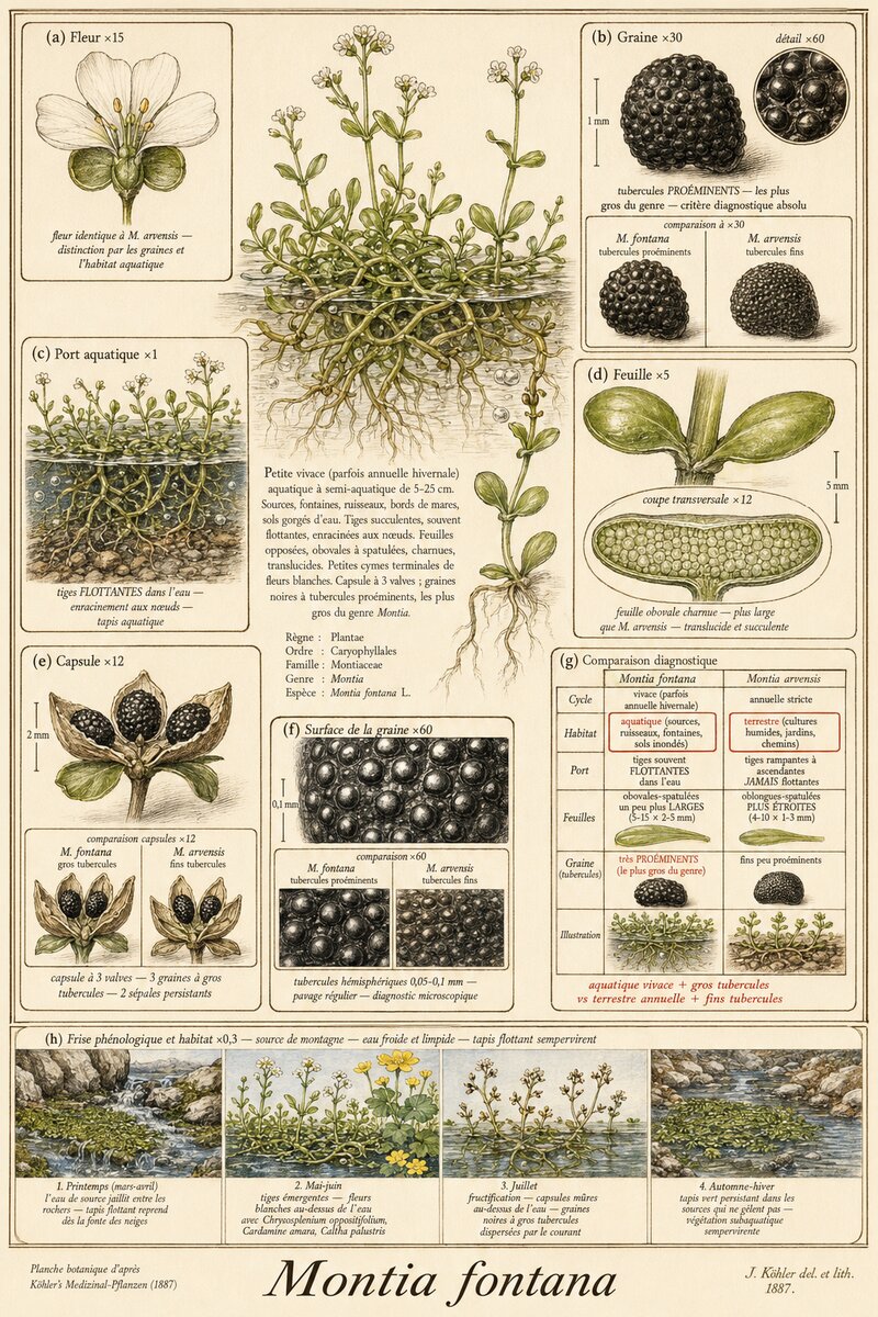 Planche botanique Montie des fontaines