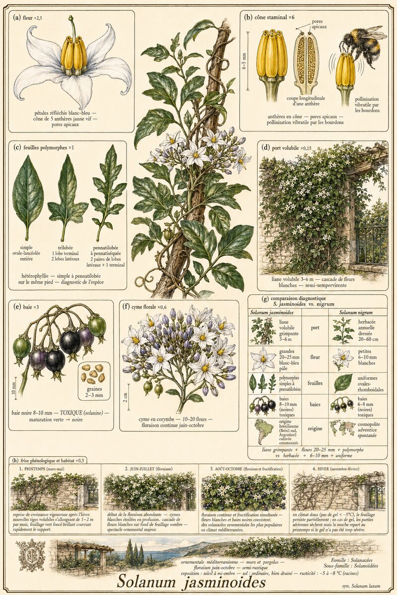 Planche botanique Morelle faux-jasmin