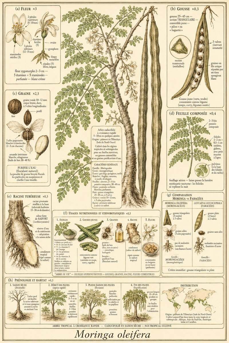 Planche botanique Moringa