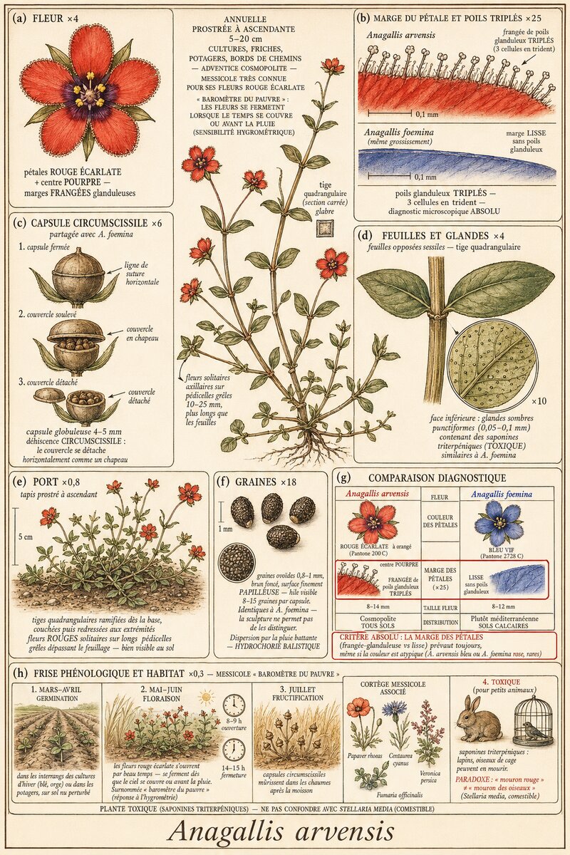 Planche botanique Mouron rouge