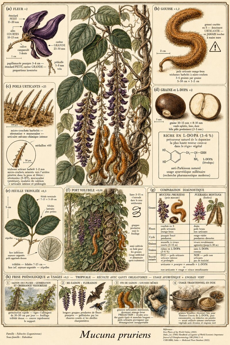 Planche botanique Mucuna