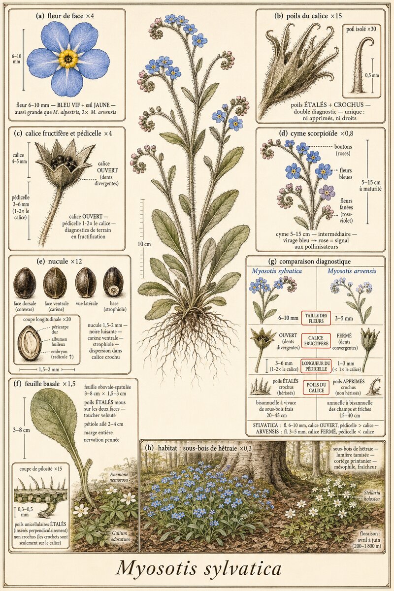 Planche botanique Myosotis des bois