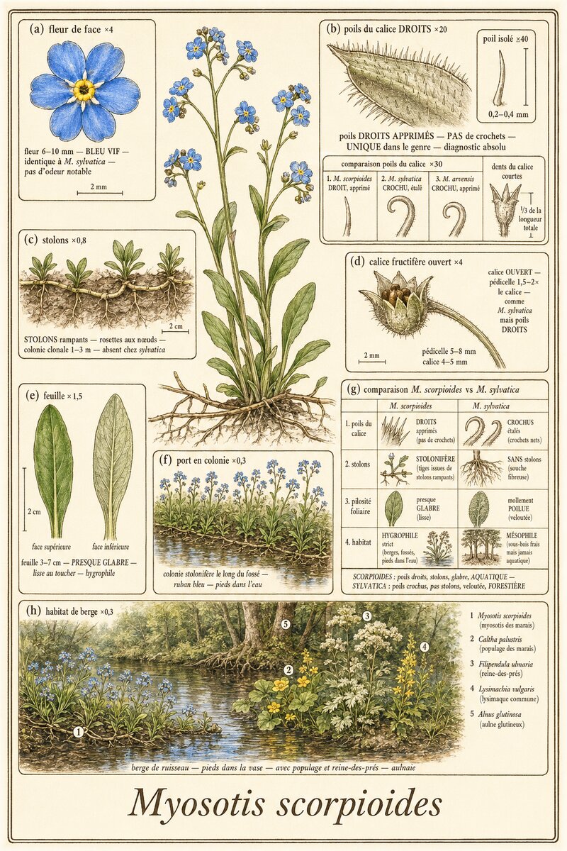Planche botanique Myosotis des marais