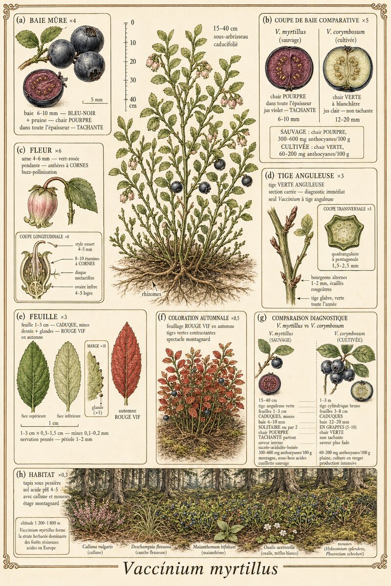 Planche botanique Myrtille