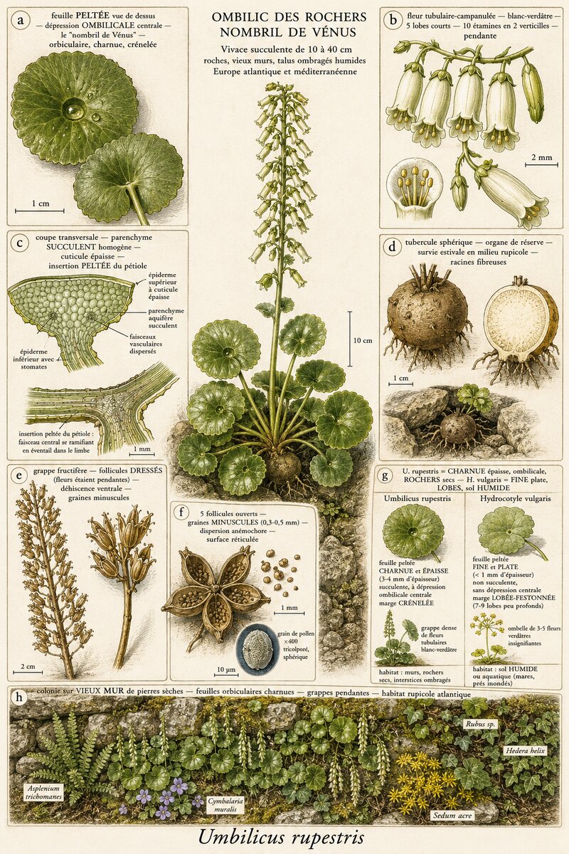 Planche botanique Nombril de Vénus