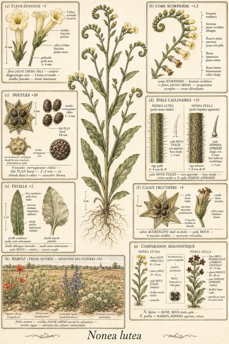 Planche botanique Nonée jaune