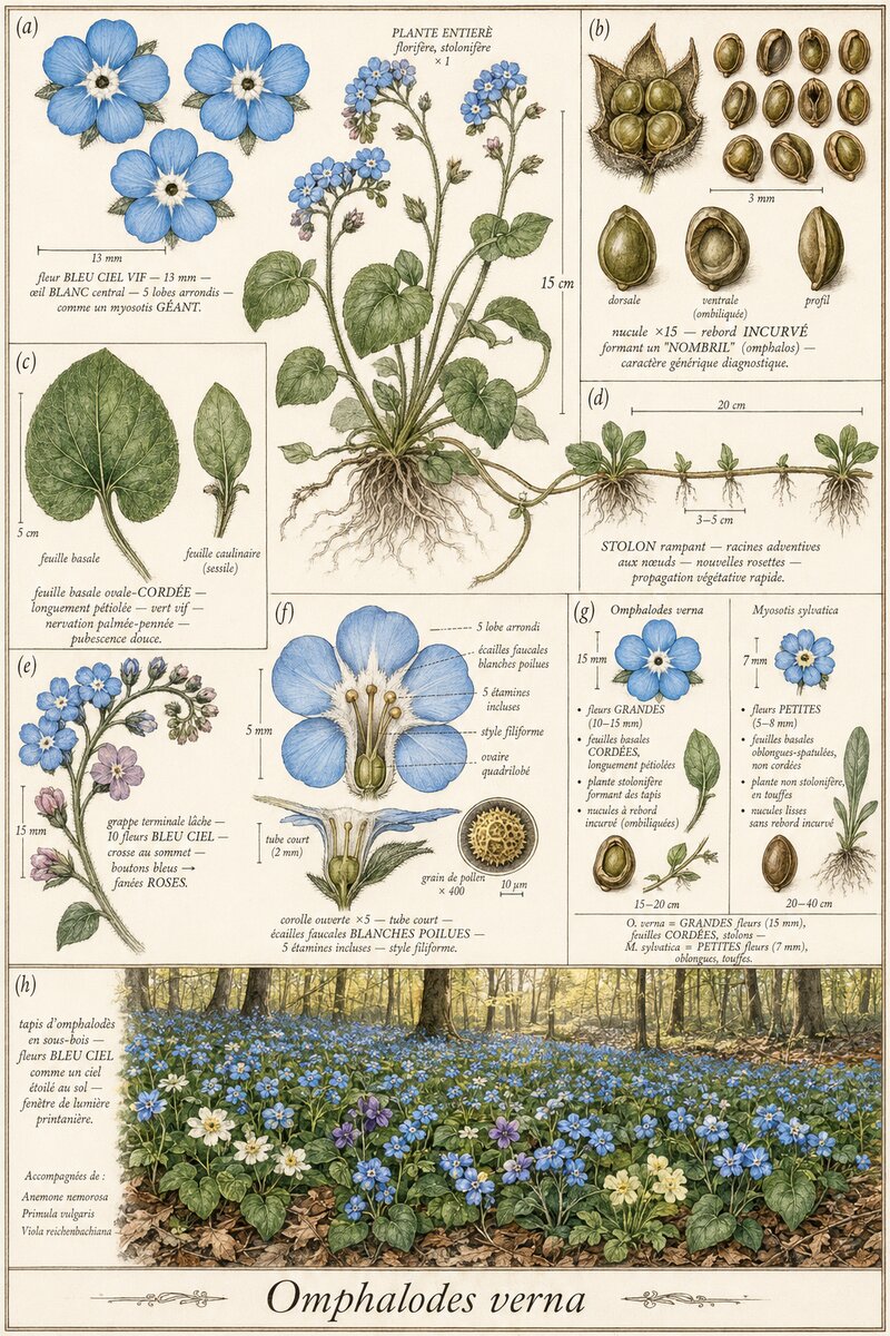 Planche botanique Omphalodès printanière