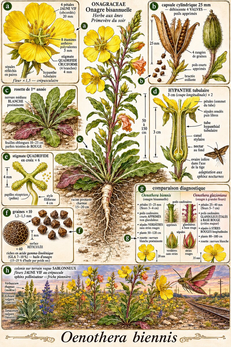 Planche botanique Onagre bisannuelle