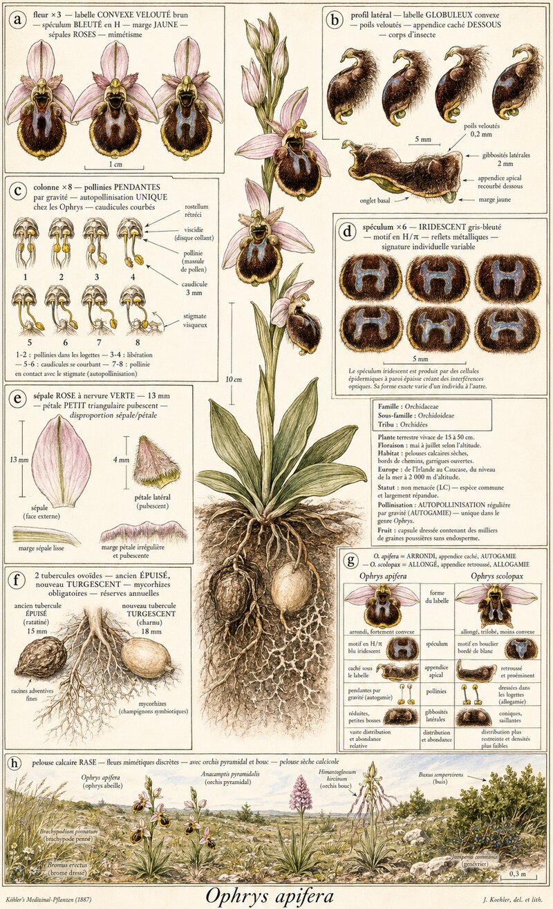 Planche botanique Ophrys abeille