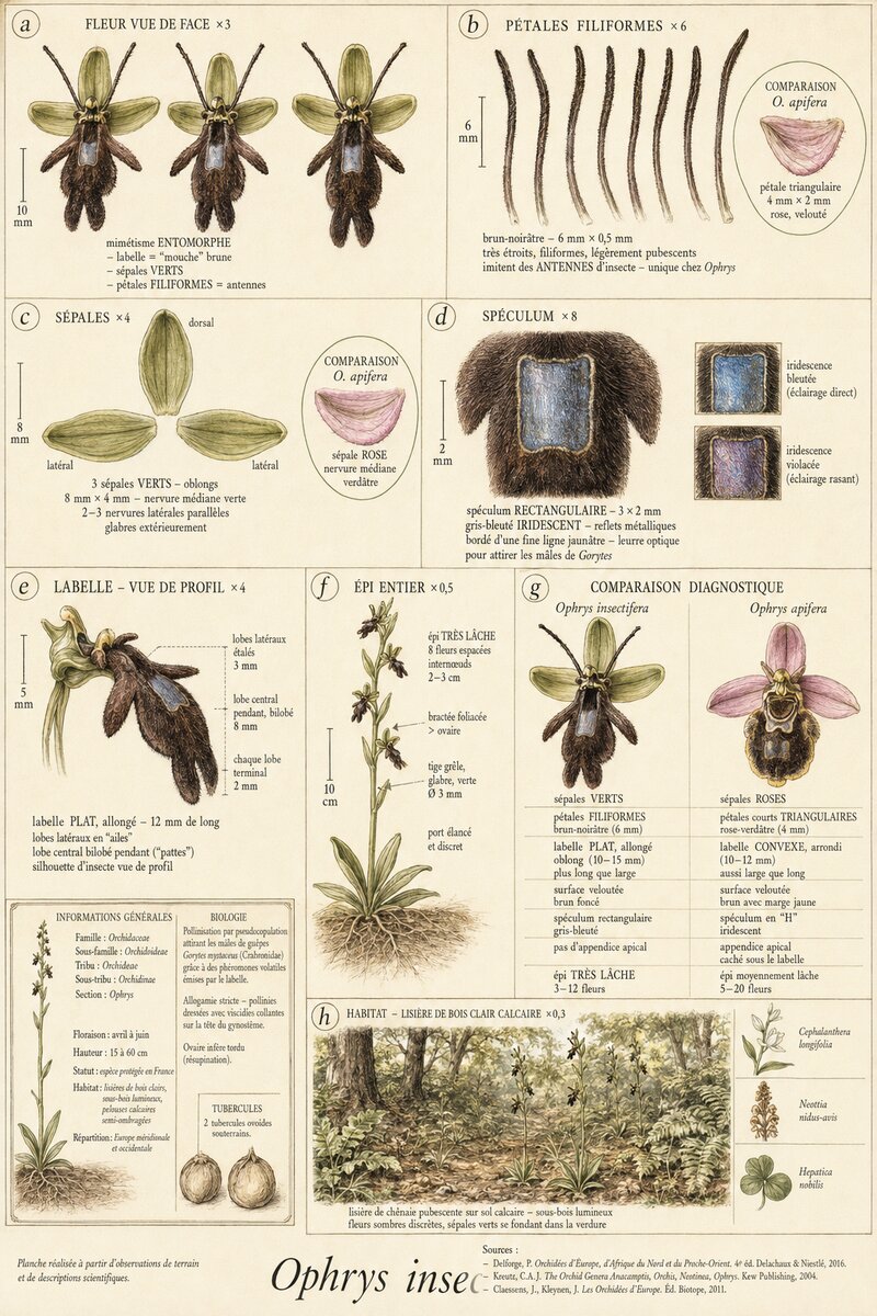 Planche botanique Ophrys mouche