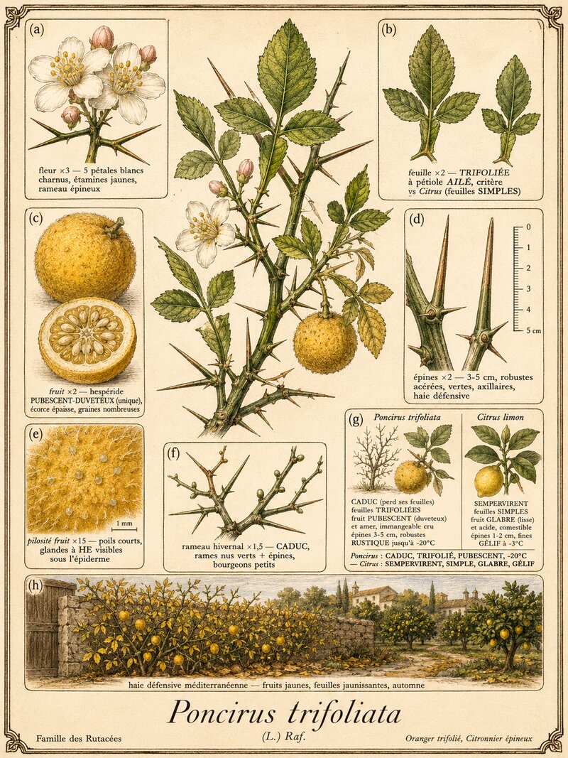 Planche botanique Oranger trifolié